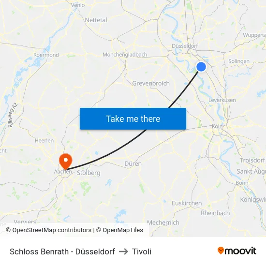 Schloss Benrath - Düsseldorf to Tivoli map