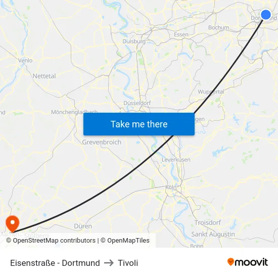 Eisenstraße - Dortmund to Tivoli map