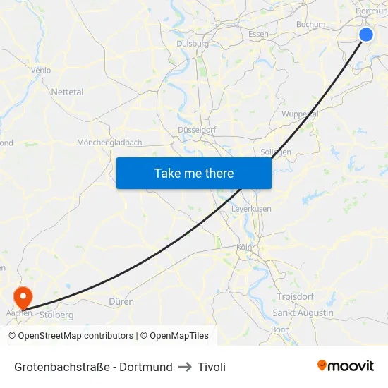 Grotenbachstraße - Dortmund to Tivoli map