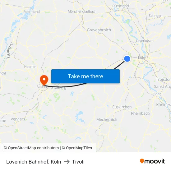Lövenich Bahnhof, Köln to Tivoli map