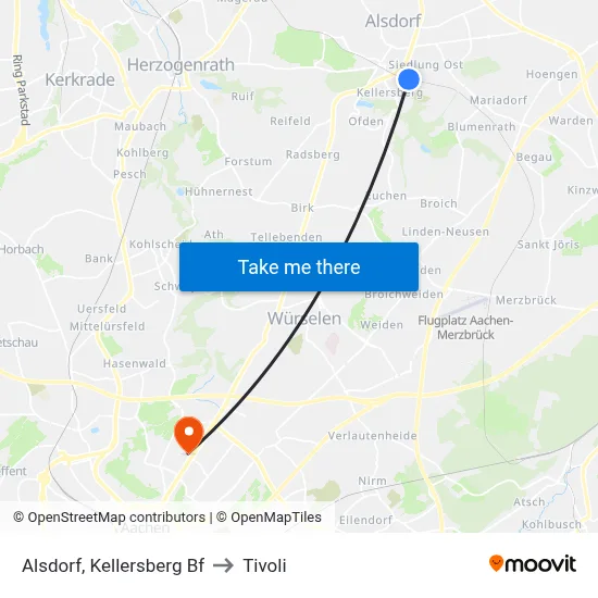 Alsdorf, Kellersberg Bf to Tivoli map