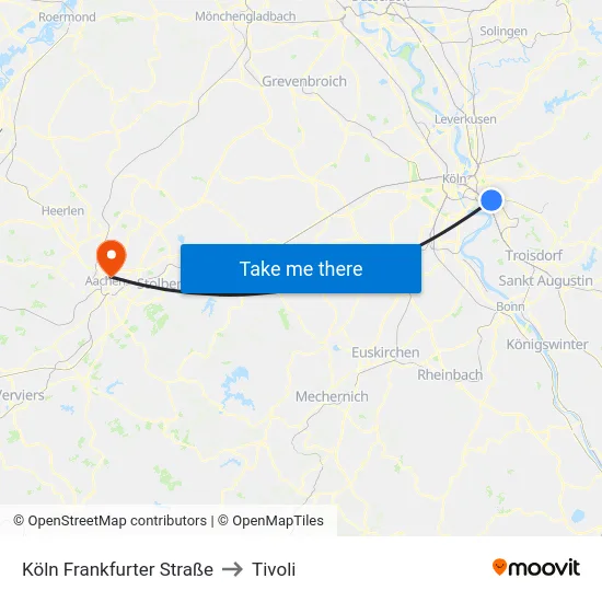 Köln Frankfurter Straße to Tivoli map
