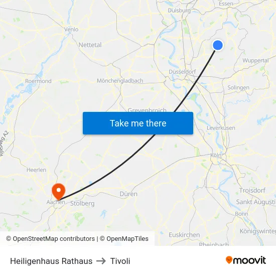 Heiligenhaus Rathaus to Tivoli map