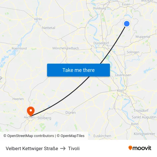 Velbert Kettwiger Straße to Tivoli map