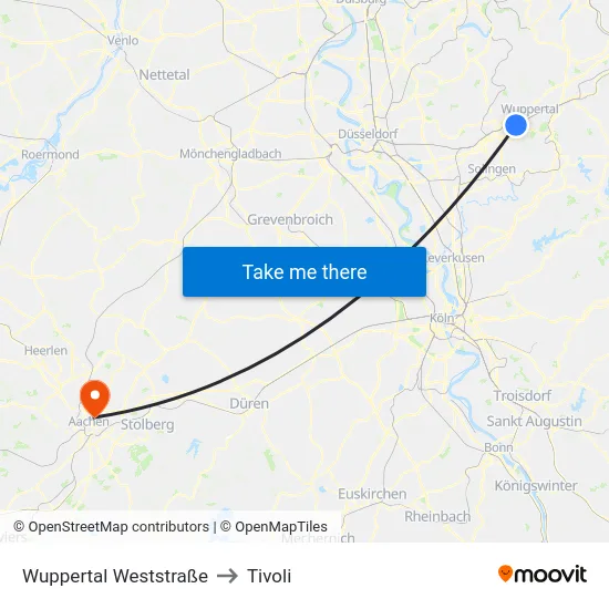 Wuppertal Weststraße to Tivoli map