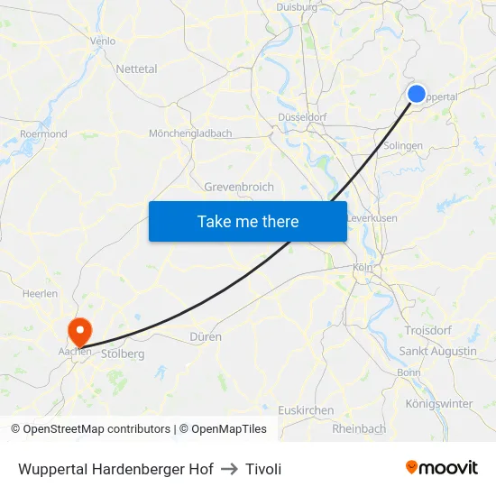 Wuppertal Hardenberger Hof to Tivoli map