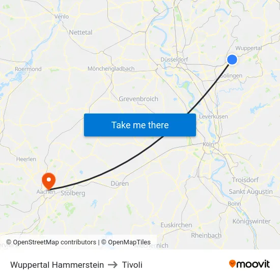 Wuppertal Hammerstein to Tivoli map