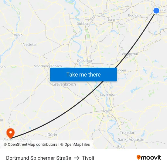 Dortmund Spicherner Straße to Tivoli map