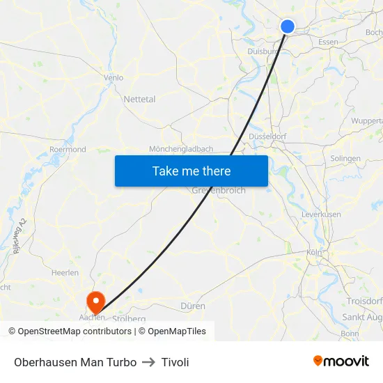 Oberhausen Man Turbo to Tivoli map