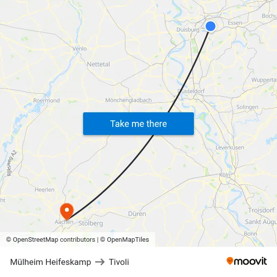 Mülheim Heifeskamp to Tivoli map