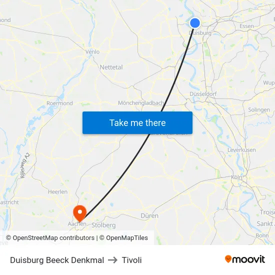 Duisburg Beeck Denkmal to Tivoli map