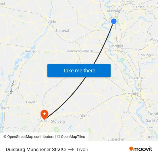 Duisburg Münchener Straße to Tivoli map