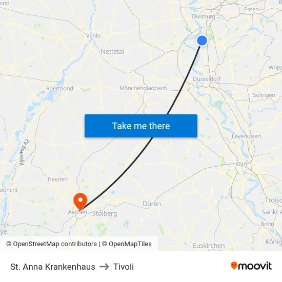 St. Anna Krankenhaus to Tivoli map