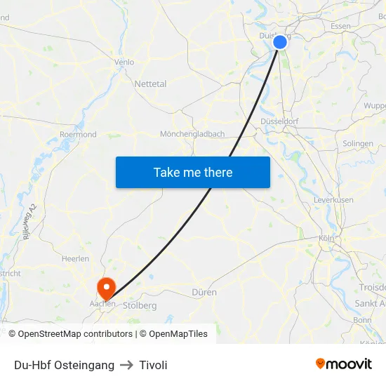 Du-Hbf Osteingang to Tivoli map