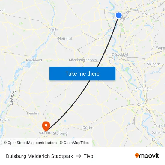 Duisburg Meiderich Stadtpark to Tivoli map