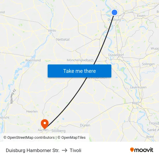 Duisburg Hamborner Str. to Tivoli map