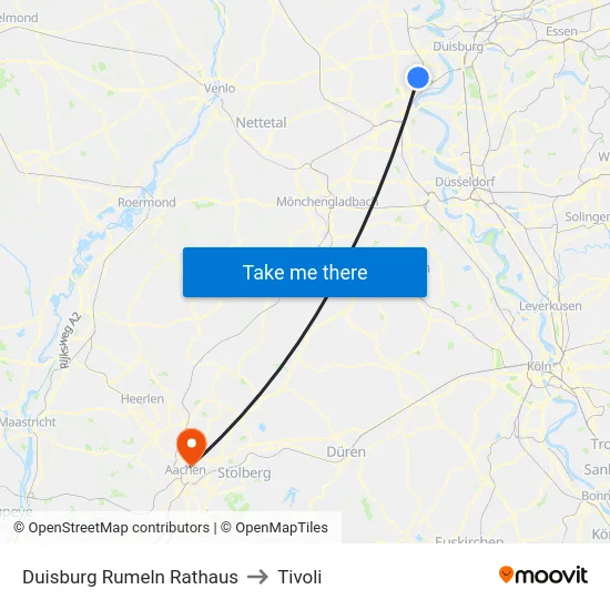 Duisburg Rumeln Rathaus to Tivoli map