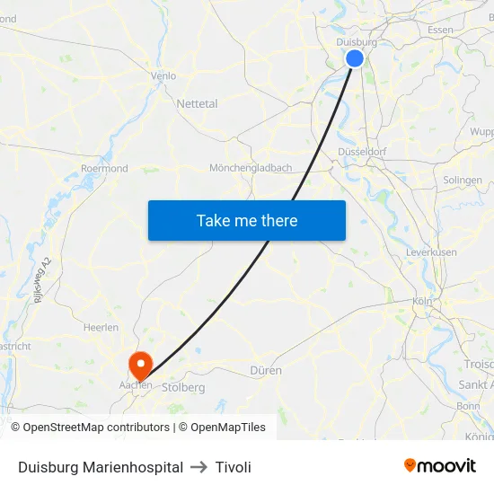 Duisburg Marienhospital to Tivoli map