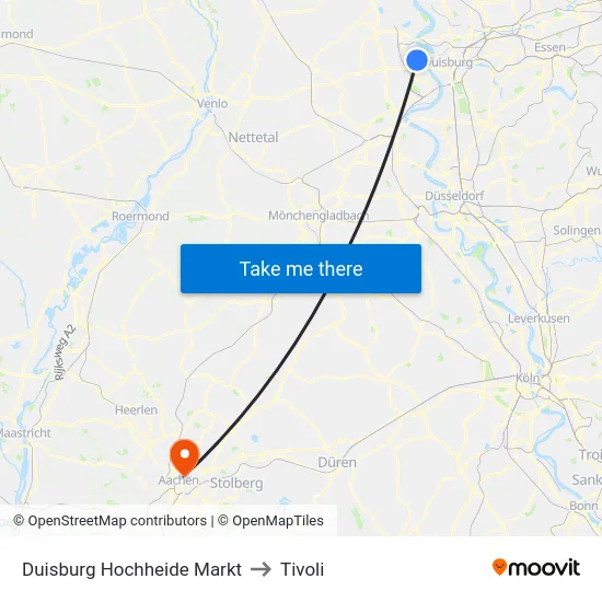 Duisburg Hochheide Markt to Tivoli map