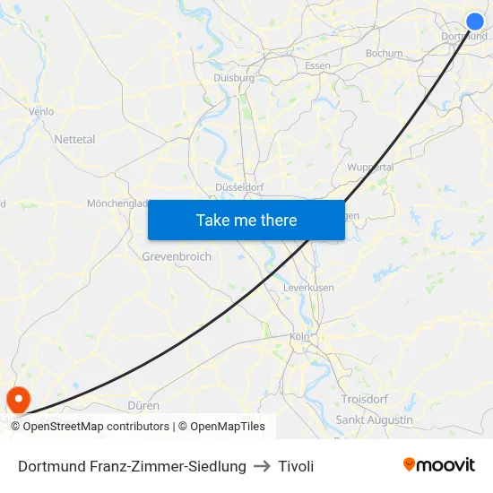 Dortmund Franz-Zimmer-Siedlung to Tivoli map