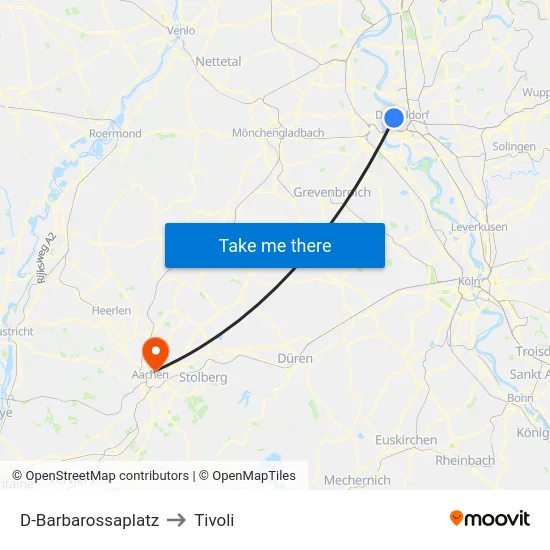 D-Barbarossaplatz to Tivoli map