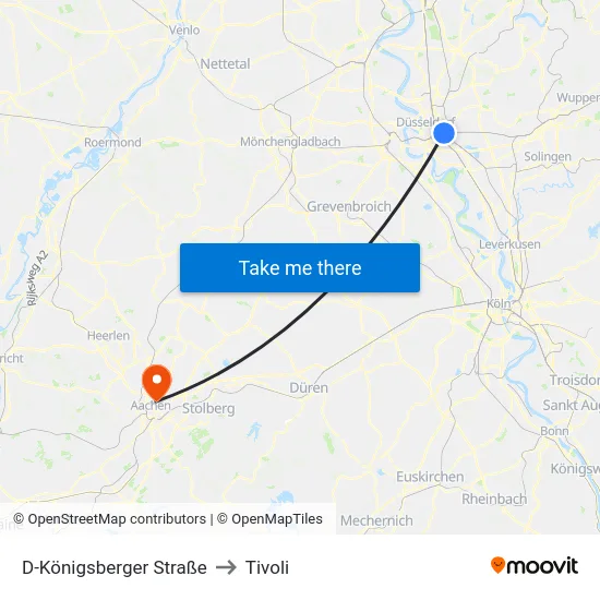D-Königsberger Straße to Tivoli map