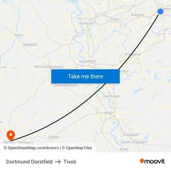 Dortmund Dorstfeld to Tivoli map