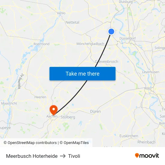 Meerbusch Hoterheide to Tivoli map
