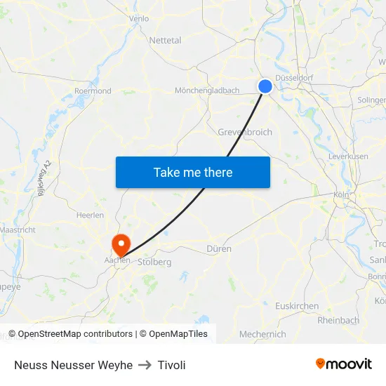 Neuss Neusser Weyhe to Tivoli map