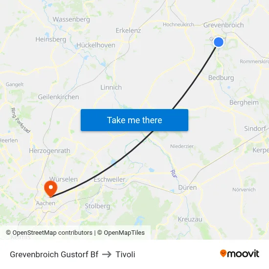 Grevenbroich Gustorf Bf to Tivoli map