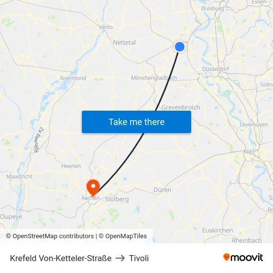Krefeld Von-Ketteler-Straße to Tivoli map