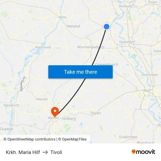 Krkh. Maria Hilf to Tivoli map