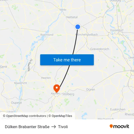 Dülken Brabanter Straße to Tivoli map