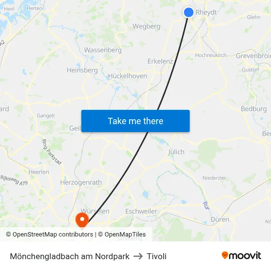Mönchengladbach am Nordpark to Tivoli map