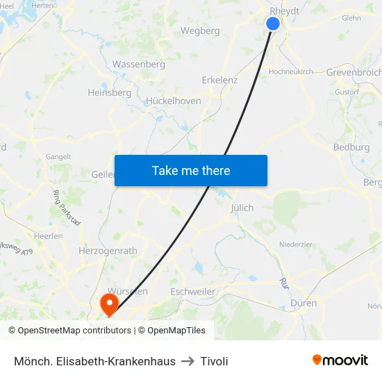 Mönch. Elisabeth-Krankenhaus to Tivoli map