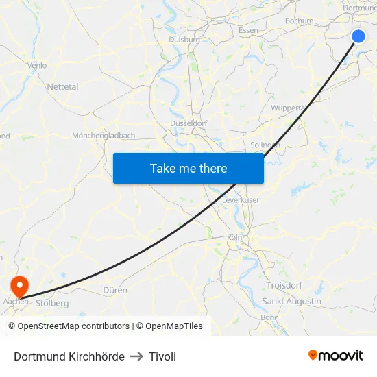 Dortmund Kirchhörde to Tivoli map