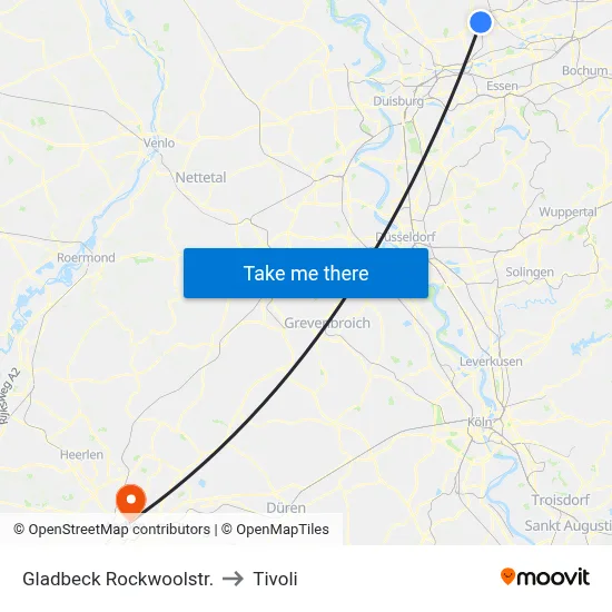 Gladbeck Rockwoolstr. to Tivoli map