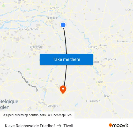 Kleve Reichswalde Friedhof to Tivoli map