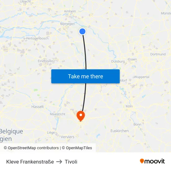 Kleve Frankenstraße to Tivoli map