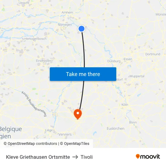 Kleve Griethausen Ortsmitte to Tivoli map