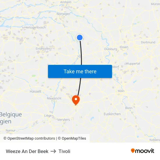 Weeze An Der Beek to Tivoli map