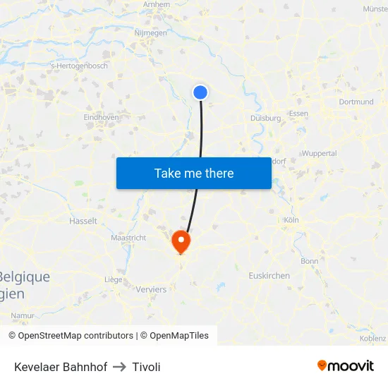 Kevelaer Bahnhof to Tivoli map