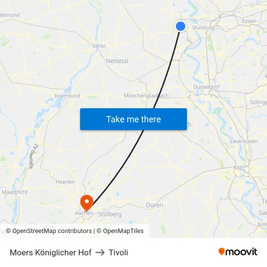 Moers Königlicher Hof to Tivoli map