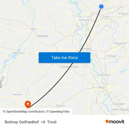Bottrop Ostfriedhof to Tivoli map