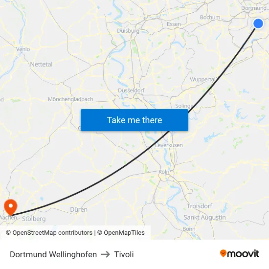 Dortmund Wellinghofen to Tivoli map