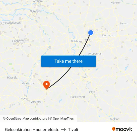 Gelsenkirchen Haunerfeldstr. to Tivoli map