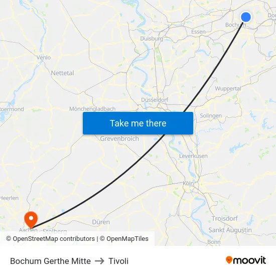 Bochum Gerthe Mitte to Tivoli map
