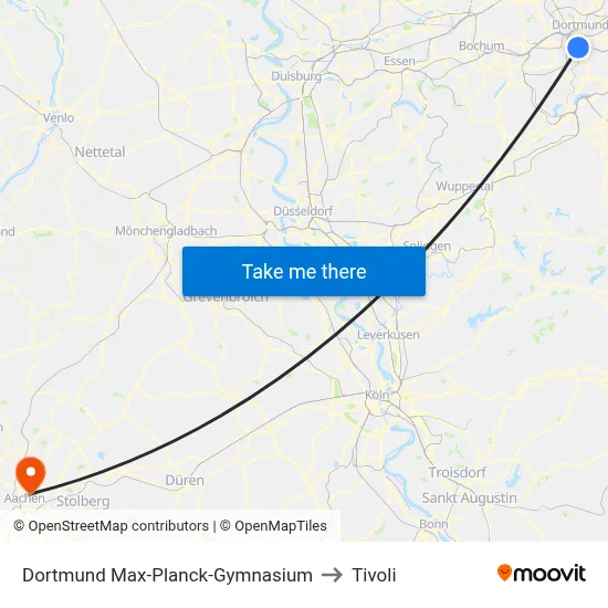 Dortmund Max-Planck-Gymnasium to Tivoli map