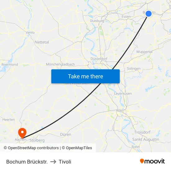 Bochum Brückstr. to Tivoli map