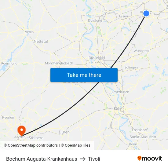 Bochum Augusta-Krankenhaus to Tivoli map
